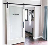 Ejoyous 200cm Systeme Porte Coulissante, Kit de Rail pour Porte Coulissante Double Porte Quincaillerie pour des Double Portes Coulissante de Grange Noir rétro