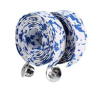 Ejoyous 2Pcs Ruban de Guidon de Vélo, Ruban de Poignée de Vélo Doux avec 2 Prises de Barre, Ruban de Barre de Vélo pour Voyage Cyclisme et Course sur Route, Bleu + Blanc