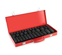 Ejoyous 35pcs Douilles à Chocs Profondes à 6 Points à cliquet à entraînement de 1/2 Pouce, Jeu de douilles hexagonales métriques Acier au Chrome Vanadium Jeu de clés à douille