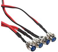 Ejoyous 4pcs Voyant LED en Métal, 12V 8mm LED Indicateur Panneau Pilote Témoin d'avertissement LED Voyant Lumineux Voyant de tableau de bord pilote pour Van Bateau Lumière Bleu