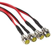Ejoyous 4pcs Voyant LED en Métal, 12V 8mm LED Indicateur Panneau Pilote Témoin d'avertissement pour Van, Bateau et Autres Véhicules Universels, Lumière Jaune
