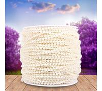 Ejoyous 50m/Roll 3mm DIY Chaîne de Perles, Guirlande de Perles Décoration De Gâteau Chaîne Perle Garniture Guirlande Brins Chaîne Faux Cristal Perle, Beige