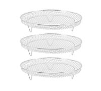Ejoyous Accessoires pour friteuse à air : Rack de déshydratation en acier inoxydable argenté, 3 pièces, rondes, empilables, compatibles avec la plupart des marques d'air fryer