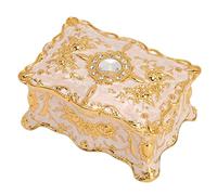 Ejoyous Boîte à Bijoux Vintage, Grande Boîte à Bijoux Ancienne, Boîte à Bijoux, Boîte à Bijoux avec Couvercle pour Bagues, Colliers et Boucles D'oreilles (or )