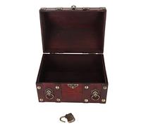 Ejoyous Boîte de Rangement Coffre au Trésor, Boîte Artisanale en Bois avec Serrure à Combinaison, Décor Pirate pour Bijoux et Souvenirs 18x17x24cm (6300J-01GK10 Rouge rétro)