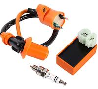 Ejoyous Boîtier CDI 6 Broches Racing Performance avec Bobine d'Allumage et Bougie d'Allumage pour Moto GY6, Orange