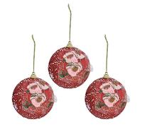 Ejoyous Boule de Noël en Mousse pour Sapin de Noël, 3 Pièces de 7 Cm, Boule de Décoration à Suspendre, Corde Légère, Facile à Accrocher pour, Halloween, Fête, Maison, Centre Commercial (Rouge)