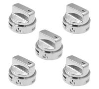 Ejoyous Bouton de Cuisinière Remplacement Lot de 5, Fini Chrome (SILVER) | Ensemble de boutons de four à gaz, 5 pièces en acier inoxydable PP, ajustement à pression outil, fixation de cuisson sur