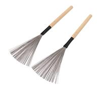 Ejoyous Brosse à Tambour, Brosse Métallique Rétractable, Manche en érable Fil D’acier Outil de Percussion Accessoire D’instrument avec Taille Compacte for Batterie Jazz (Couleur du bois)