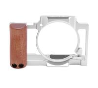 Ejoyous Cage Vidéo pour Caméra, Trous de Vis de 1/4 Pouces, Cage de Caméra Complète, Découpes Précises, Base Antidérapante avec Poignée en Bois pour la Lumière (Silver)