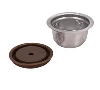 Ejoyous Capsule de café Réutilisable, Capsule de café Rechargeable en Acier Inoxydable, avec Cuillère et Brosse, Remplissage et Nettoyage Faciles, pour Machine (150ML)