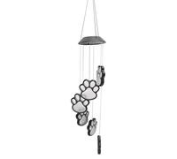 Ejoyous Carillons éoliens Solaires à Empreinte de Patte, Carillon à Vent Solaire en ABS avec 6 Ampoules LED à Couleurs Changeantes et Pile AA de 600 MAh pour Jardin, Patio, Cour, Chambre à Coucher,