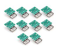 Ejoyous Carte de Prise Femelle USB Type A 10 Pièces, Connecteur Adaptateur au Pas de 2,54 Mm, Parfait pour Le Prototypage électronique de Planche à Pain et Les Projets d'alimentation USB