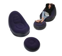 Ejoyous Chaise Longue Gonflable, canapé Gonflable avec Repose-Pieds avec Floquée pour Salon, canapé, Camping en Plein Air (Bleu foncé)