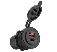 Ejoyous Chargeur USB de Voiture QC4.0 PD, Adaptateur de Charge Rapide 12 à 24V avec Terminal Bleu pour Camping-Car, Bateaux et Motos (Chargeur)