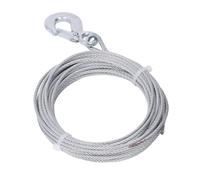 Ejoyous Cordes métalliques pour treuil, 4 mm x 12 m, corde en acier avec crochet, câble d'arrêt en acier inoxydable galvanisé
