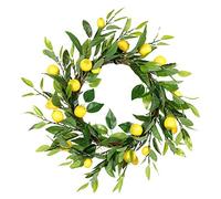 Ejoyous Couronne de Couronne de Fleur de Citron à la Main, Fruits de Soie Faits à la Main Décor de Maison de Mariage en Rotin pour Cheminée, Porte d'entrée