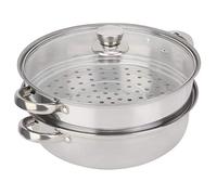 Ejoyous Cuiseur Vapeur INOX, Mini marmite a Vapeur avec Couvercle en Verre Poêles Vapeur Induction à 2 Niveaux, Insert pour Panier Vapeur en Acier Inoxydable
