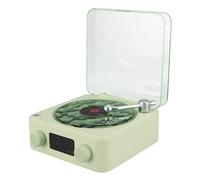 Ejoyous Enceinte Bluetooth Style Tourne-Disque, Mini Enceinte sans Fil Design Portable de Tourne-Disque avec Veilleuse et Affichage de L'Heure (Green)
