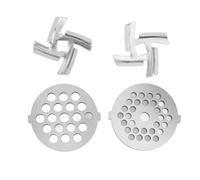 Ejoyous Ensemble de 4 Lames et Plaques de Hachoir à Viande en Acier Inoxydable, Pièces de Rechange Durables et Tranchantes pour Hachoir à Viande de Taille 5 avec Nettoyage et Installation Faciles