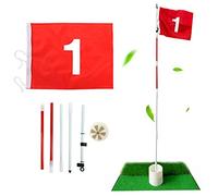 Ejoyous Ensemble de Drapeaux de Trou de Golf, Lot de 5 Drapeaux de Portables avec Drapeau Rouge Fanion et Putting Cup Mât de Drapeau Vert de Amovible