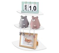 Ejoyous Étagères d'angle Flottantes, Étagères Murales Lot de 3 Blanc Support D'affichage Suspendu Etagères Murales de Rangementen, pour Bureau Salle de Bain Chambre à Coucher Salon Cuisine