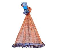 Ejoyous Filet de Pêche, Filet de Lancer en de Nylon Portable, Accessoire de Matériel de Pêche avec Plaque pour Piège à Appâts d'eau Douce et d'eau Salée (Ligne de pneus-Pendentif en Acier 420)