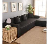 Ejoyous Housse de canapé en Forme de L, Housse de Canapé d'angle Housse de canapé Extensible Revêtement de Canapé Universel pour canapé 3 + 2 Places Noir