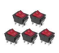 Ejoyous Interrupteur à Bascule ABS 6 Broches Interrupteur Marche/arrêt 50 Pièces 125 V 250 V 16A 20A Ensemble d'interrupteurs à 2 Positions pour Distributeur d'eau Tapis Roulant Cafetière (rouge)