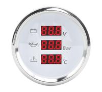 Ejoyous Jauge Numérique de Température d'eau de Pression d'huile de Tension, Compteur 'affichage Numérique de Lunette en Acier Inoxydable de 52 Mm, Verre Antibuée IP67, Rétroéclairage Rouge de 9