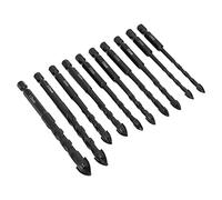 Ejoyous Jeu de 10 Forets à Vis Cruciformes en Carbure cémenté avec Tige Hexagonale, 5 Tailles, 3 Pointes Cannelées pour Carrelage, Verre, Brique, Mur, Céramique, Marbre, Bois et Bricolage