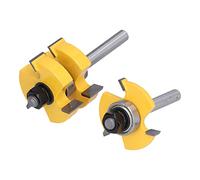 Ejoyous Jeu d'embouts de Toupie à Rainure et Languette Réglables en Forme de T, Tige de 8 Mm en Acier au Carbone, 3 Dents, Coupes Nettes pour les Rainures du Bois, les Tenons, les Panneaux et les