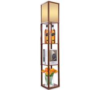 Ejoyous Lampadaire en Bois Avec Étagère, Éclairage Intérieur Lampadaire Moderne à 3 Niveaux pour éclairage intérieur pour Chambres et Salons 26 x 26 x 159 cm