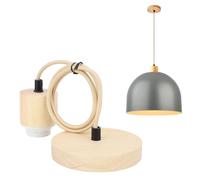 Ejoyous Lampe à Suspension E27 en Bois, Douille avec Câble, Support de Pied de Lampe Réglable en Hauteur pour Plafonnier, éclairage de Plafond de Salon
