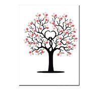 Ejoyous Livre d'or de Mariage en Toile avec Arbre des Empreintes digitales, kit DIY incluant 6 encres et Affiche de Signature pour Anniversaires