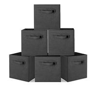 Ejoyous Lot de 6 Cube de Rangement Tissu, Pliants Boîtes de Rangement Ouvertes en Textile Caisse de Rangement pour Linge Jouets Vêtement Disques DVD 27 * 26 * 28 cm Noir