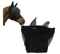 Ejoyous Masque de Protection Contre la Mouche pour Les Chevaux Protection de Mouche Masque Masse de Chevaux à Cheval avec Une Longue Protection en Mailles Respirantes 60% pour Les (Black)