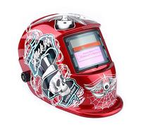 Ejoyous Masque de Soudage Automatique, Protection Soudeur DIN 9-13, pour TIG MIG MMA, Rouge Pirate, 22.5x18x28cm
