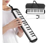 Ejoyous Mélodica à 32 Touches avec Sac de Transport, Clavier de Piano à Air, Instrument de Musique avec Embout Court, Sarbacane Souple pour Débutants, éducation Musicale (BLACK)