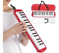 Ejoyous Mélodica à 32 Touches avec Sac de Transport, Clavier de Piano à Air, Instrument de Musique avec Embout Court, Sarbacane Souple pour Débutants, éducation Musicale (rouge)