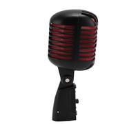 Ejoyous Microphone Classique Rétro Micro Vocal Dynamique Cardioïde en Alliage de Zinc 600 Ohm 50 à 18 KHz avec Amortissement Antichoc et Support Pivotant pour Les Performances de Scène (Black)