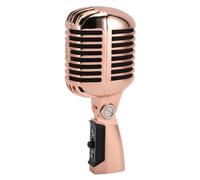 Ejoyous Microphone Classique Rétro Micro Vocal Dynamique Cardioïde en Alliage de Zinc 600 Ohm 50 à 18 KHz avec Amortissement Antichoc et Support Pivotant pour Les Performances de Scène (Or Rose)
