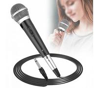 Ejoyous Microphone Unidirectionnel à Bobine Mobile, Prise 6.35mm, Câble de, Large Réponse en Fréquence pour Voix Humaine, pour DVD/KTV