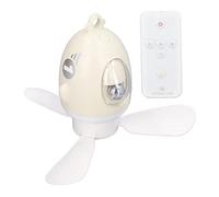 Ejoyous Mini Plafonnier Ventilateur USB Charge Télécommande Ventilateur de Plafond Lampe 8000 MAh ABS Faible Bruit Veilleuse avec Lames Amovibles pour Chambre Dortoir Camping (WHITE)