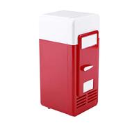 Ejoyous Mini Réfrigérateur, LED USB Small Refrigerator Portable Fraîcheur/Chauffage pour la Voiture, le Bureau ou à la Maison (rouge)