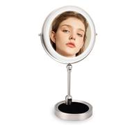 Ejoyous Miroir de Maquillage LED Double Face, Grossissement 5x/1x, 23 cm, Contrôle Tactile, Rechargeable, Pliable