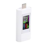 Ejoyous Multimètre de Compteur de Puissance USB C, Matériau ABS, Mesure du Courant de Tension, Testeur de capacité 195 W pour Appareils Chargés (WHITE)
