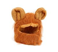 Ejoyous Perruque de Lion en Tissu pour Chat et Chiot, Tour de Tête de 26 à 30 Cm, Design Respirant, Crochet et Boucle, Crinière Moelleuse pour Photos, Fêtes, Déguisements (Brun Clair)