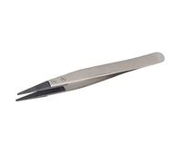 Ejoyous Pincettes Antistatiques ESD, Pincettes Anti-statiques à Embout Interchangeable Plat Arrondi, en Acier Inoxydable Fibre de Carbone Plastique pour Réparation électronique