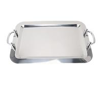 Ejoyous Plateau de Service en Acier Inoxydable, Plateau Miroir en Acier Inoxydable 304, avec Poignée de Transport, Servant des Desserts et des Apéritifs, pour (Forme rectangulaire avec poignée